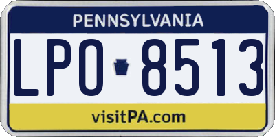 PA license plate LPO8513