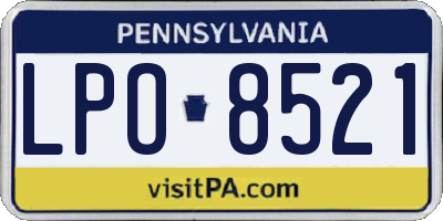 PA license plate LPO8521