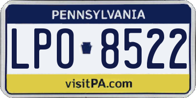 PA license plate LPO8522