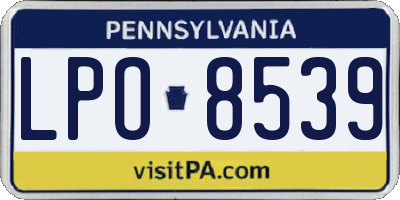 PA license plate LPO8539