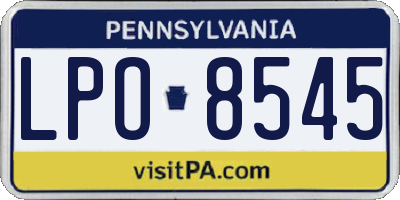 PA license plate LPO8545