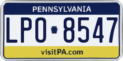 PA license plate LPO8547