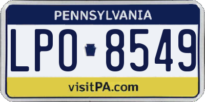 PA license plate LPO8549