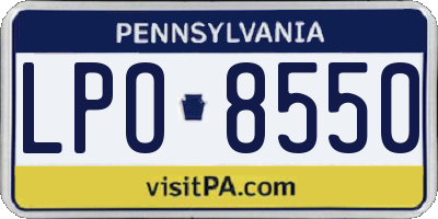 PA license plate LPO8550