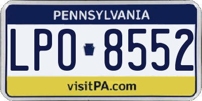 PA license plate LPO8552