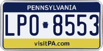 PA license plate LPO8553