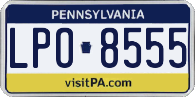 PA license plate LPO8555