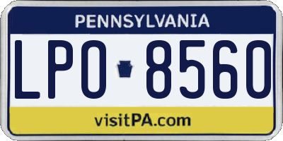 PA license plate LPO8560