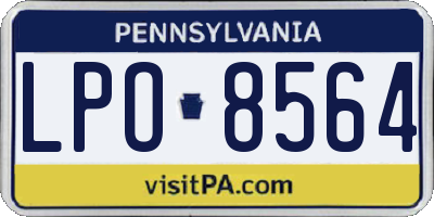 PA license plate LPO8564