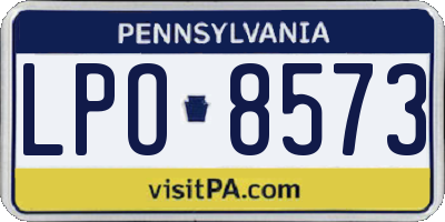 PA license plate LPO8573