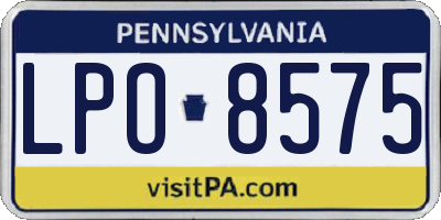 PA license plate LPO8575
