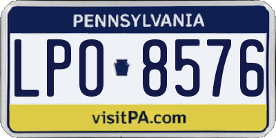 PA license plate LPO8576