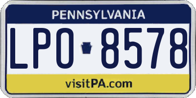 PA license plate LPO8578
