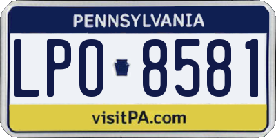 PA license plate LPO8581