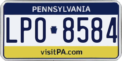 PA license plate LPO8584