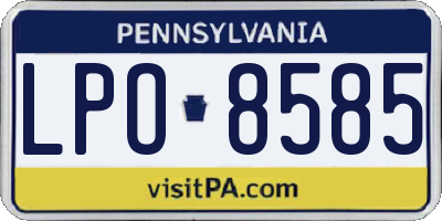 PA license plate LPO8585