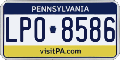 PA license plate LPO8586