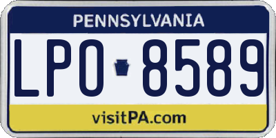 PA license plate LPO8589