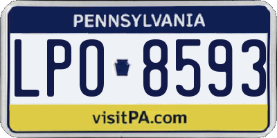 PA license plate LPO8593
