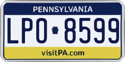 PA license plate LPO8599