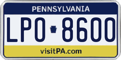 PA license plate LPO8600