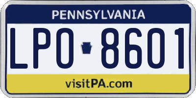 PA license plate LPO8601