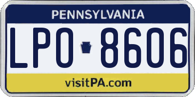 PA license plate LPO8606