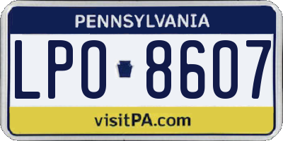 PA license plate LPO8607