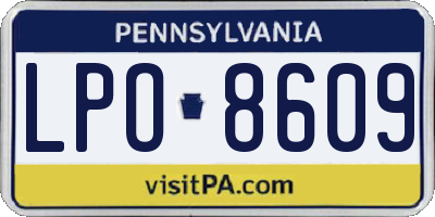 PA license plate LPO8609