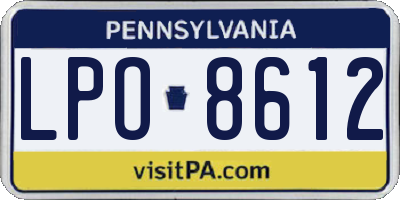 PA license plate LPO8612