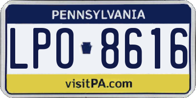 PA license plate LPO8616