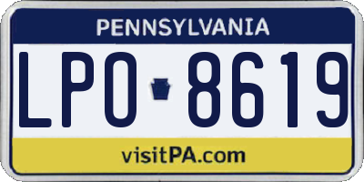 PA license plate LPO8619