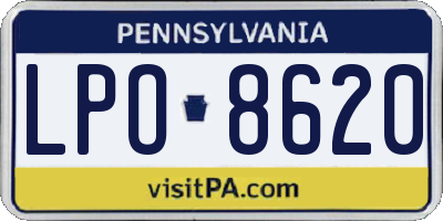 PA license plate LPO8620