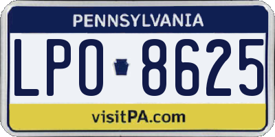 PA license plate LPO8625