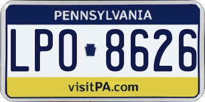 PA license plate LPO8626