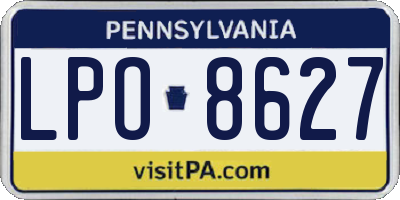 PA license plate LPO8627