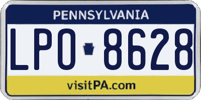 PA license plate LPO8628