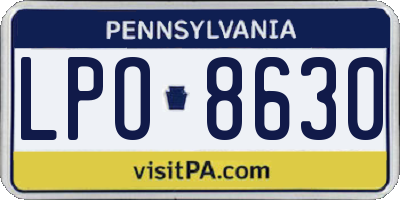 PA license plate LPO8630
