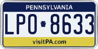 PA license plate LPO8633