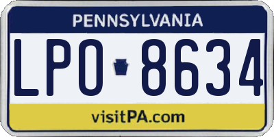 PA license plate LPO8634