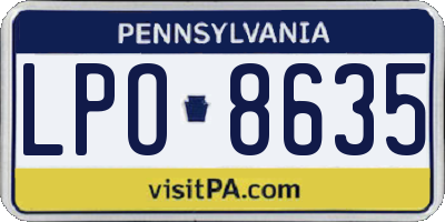 PA license plate LPO8635