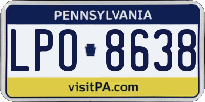 PA license plate LPO8638