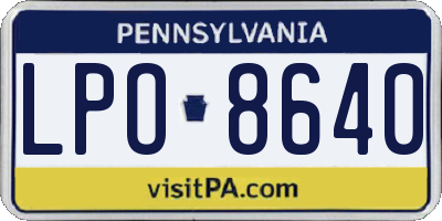PA license plate LPO8640