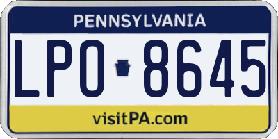 PA license plate LPO8645