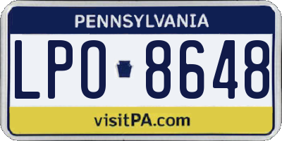 PA license plate LPO8648