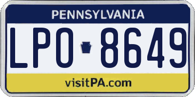 PA license plate LPO8649
