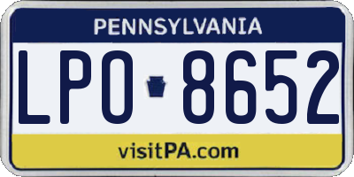 PA license plate LPO8652
