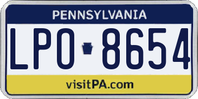 PA license plate LPO8654