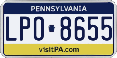 PA license plate LPO8655