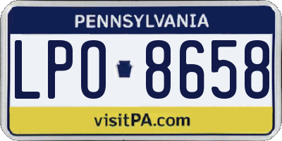 PA license plate LPO8658